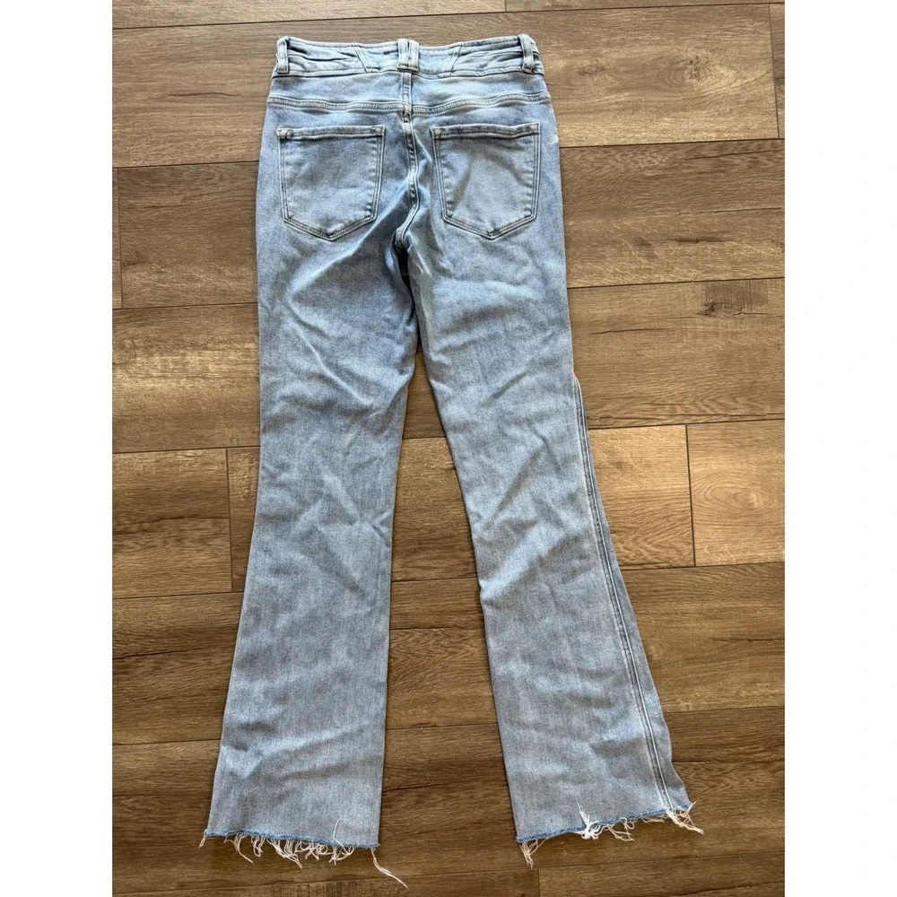 Flying Monkey High Rise Boot Cut Jeans‎ Light Wash Raw Hem Size 26 BY4452X